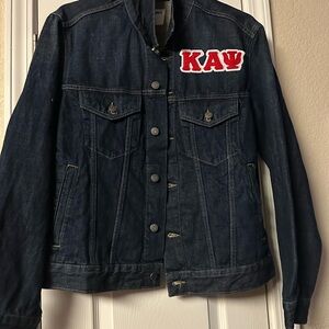 Men's Dark Indigo Denim Jacket with Red KAY Patch